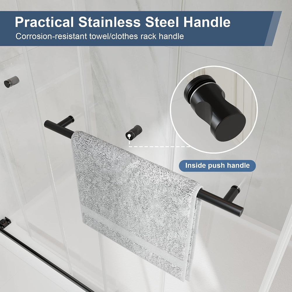 43-48" W x 78" H Frameless Double Sliding Shower Doors Matte Black