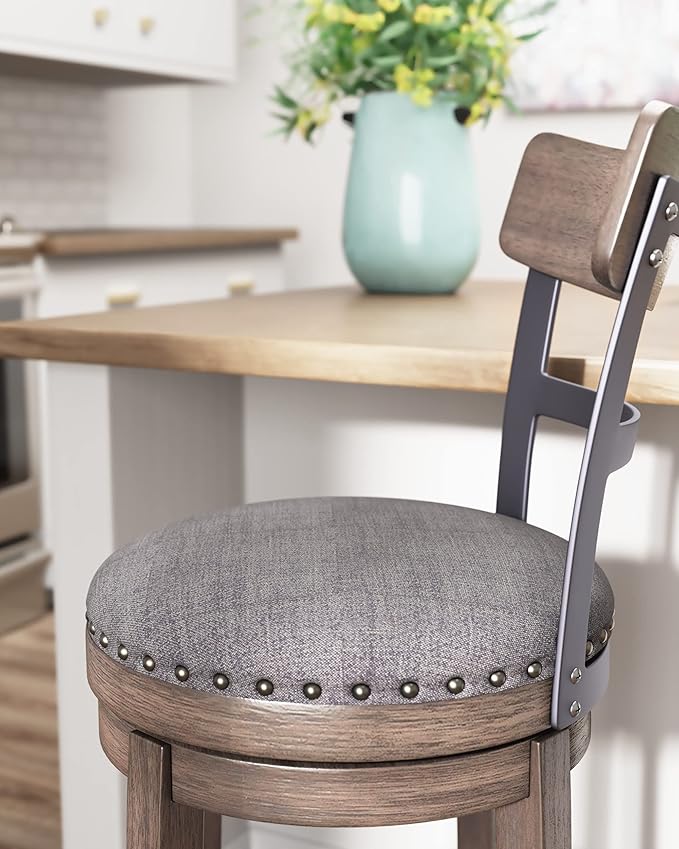 Signature Design by Ashley Caitbrook 30" Farmhouse Bar Height Upholstere...