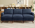 Vesgantti 97" Modular Sectional Sofa Drak Blue, Sectional Couch with Movable Ottoman, Comfy Corduroy Couch with Spring Cushion, Modular Sofa with Deep Seat for Living Room, Bedroom and Apartment