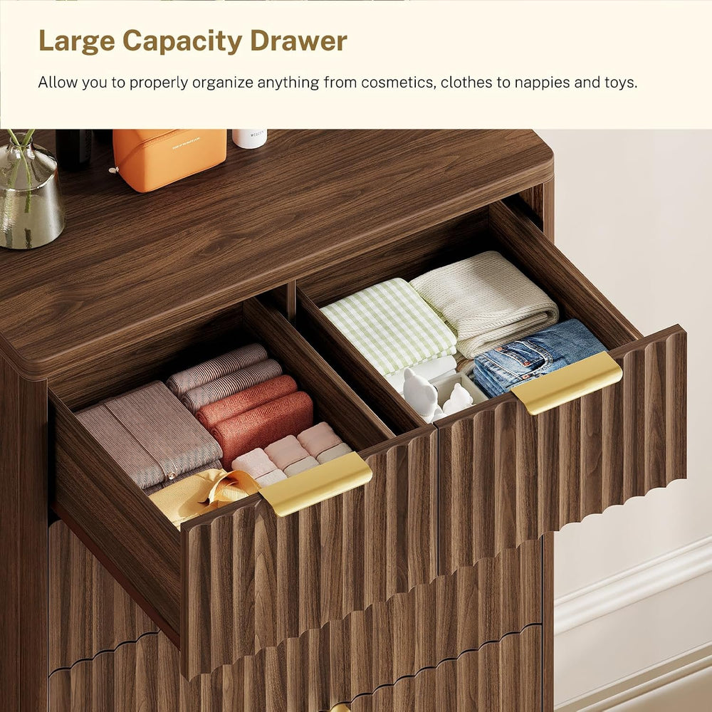 TEENOFN Fluted Dresser for Bedroom with 7 Drawers, 48" Tall Modern Chest...