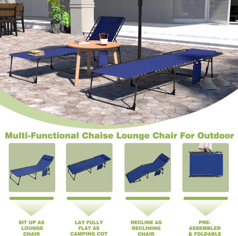 BlueWish Patio Chaise Lounge Chair, Outdoor Lounge Chairs with 5 Position Adj...