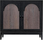 Sango Arch 2-Door Accent Cabinet, Modern Black & Brown Storage Cabinet with Elegant Arched Doors, Adjustable Shelf, Sturdy Wooden Legs, Stylish Furniture for Living Room or Office Room