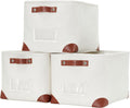 DECOMOMO White Storage Bins Fabric Storage Baskets for Shelves & Linen Closet Organization (Creamy White W/ Label holder, Large - 3 Pack)