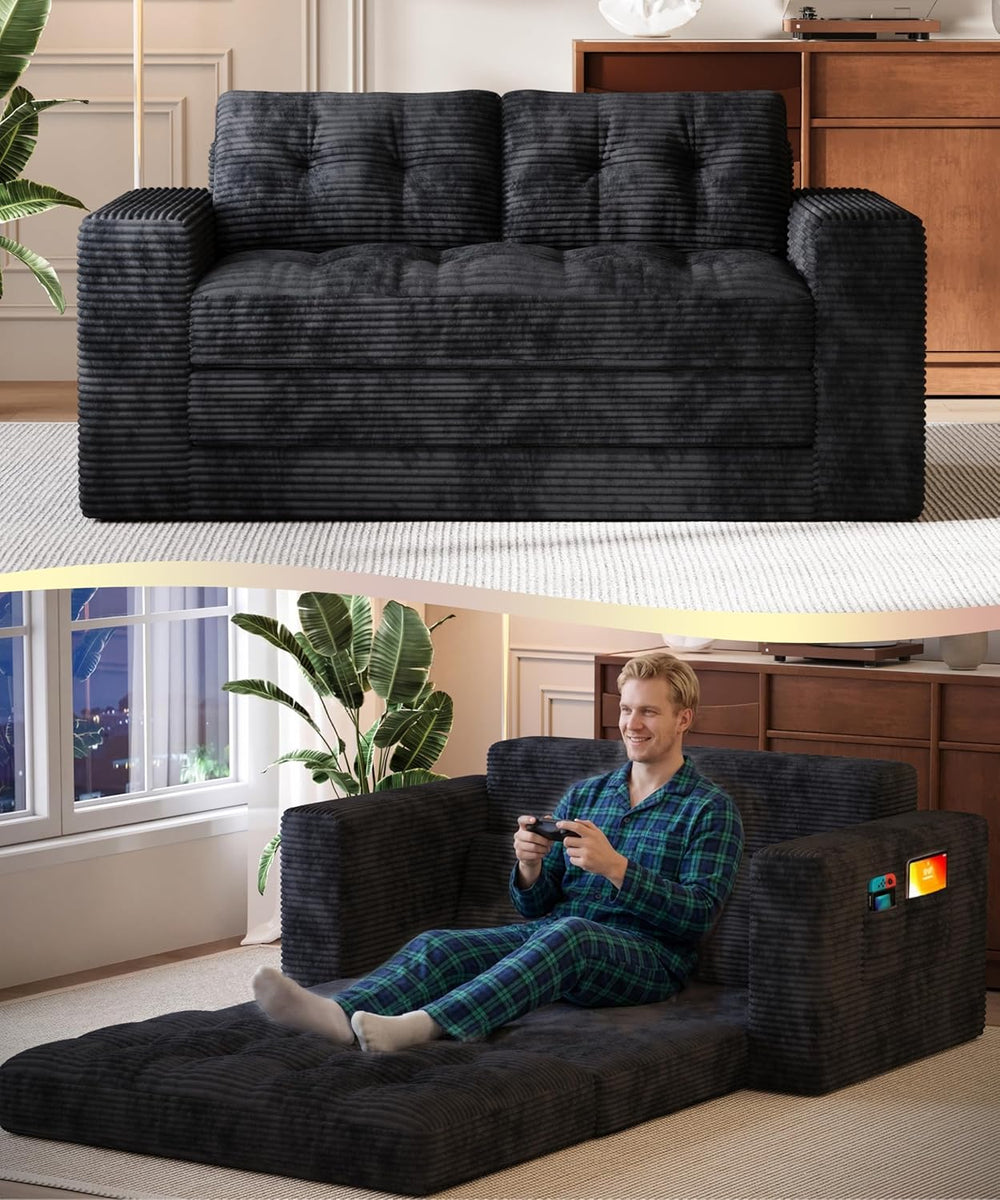 Gizoon Couch Bed Small Floor Couch 59" Convertible Sleeper Sofa | Foldin...