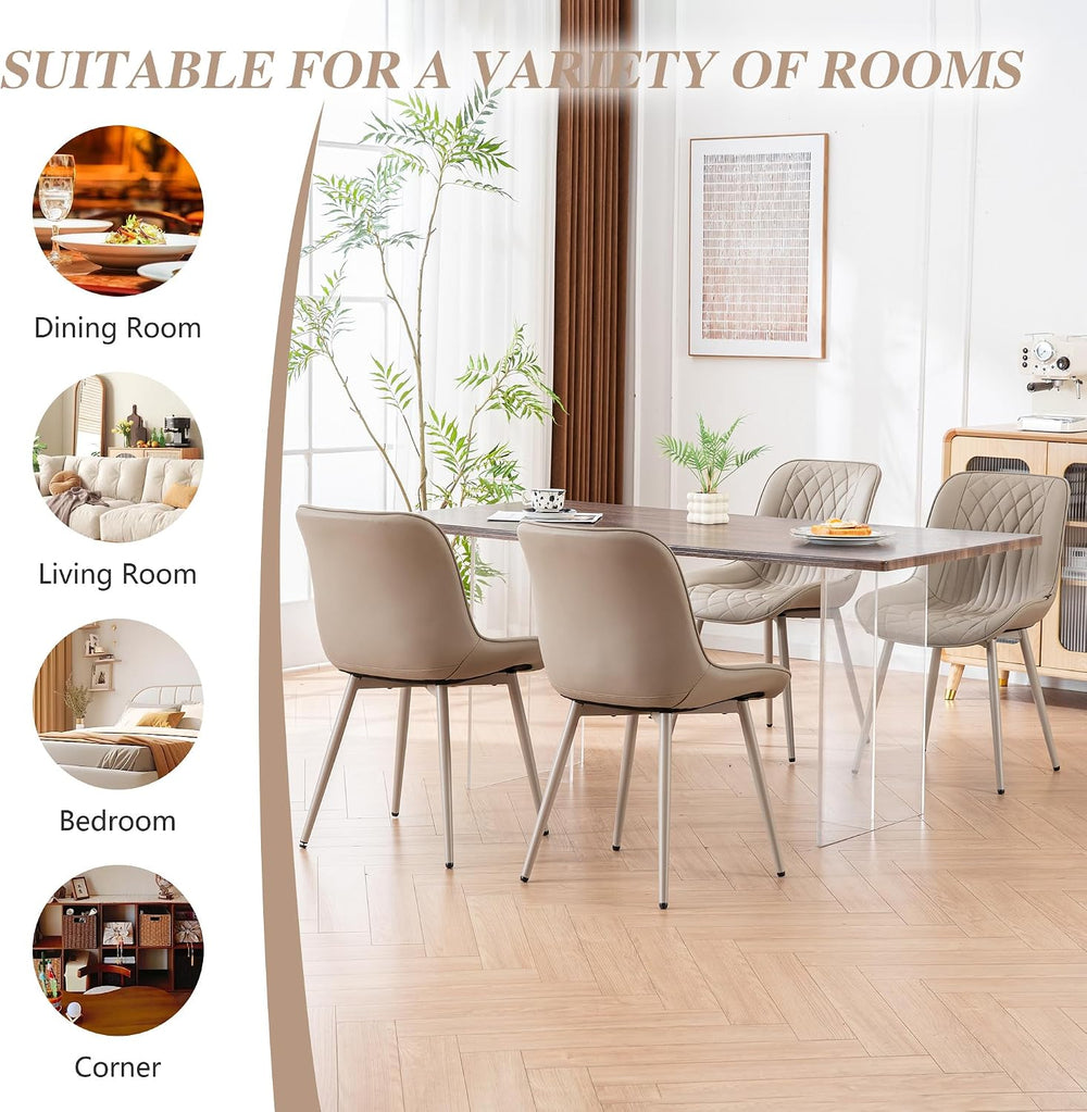 YOUNIKE Dining Chairs Set of 2 Kitchen & Dining Room Chairs Modern Khaki
