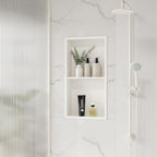 Stainless Steel Shower Niche 24" X 12", No Tile Needed Wall Niche Double Shelves, Recessed Shower Shlef for Bathroom Storage, Matte White
