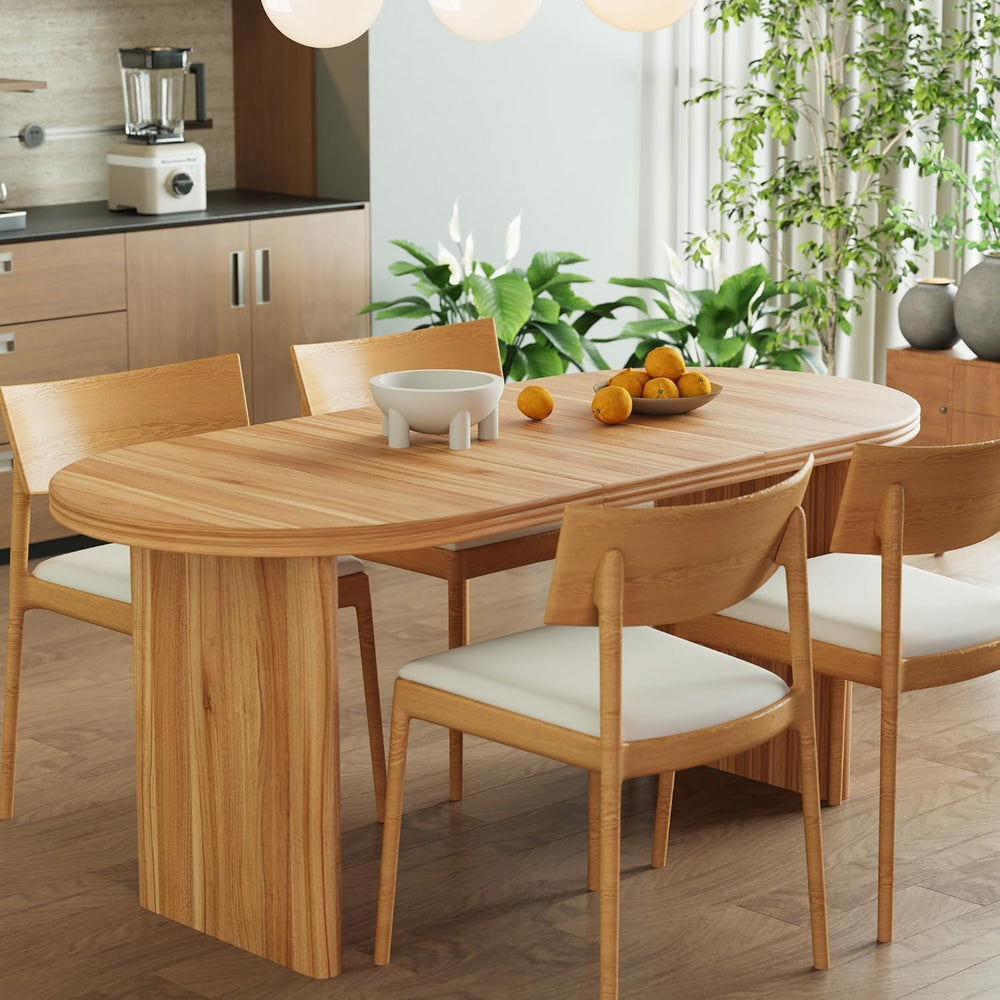 GDFStudio 55.12"-70.87" Farmhouse Extendable Oval Dining Table for ...