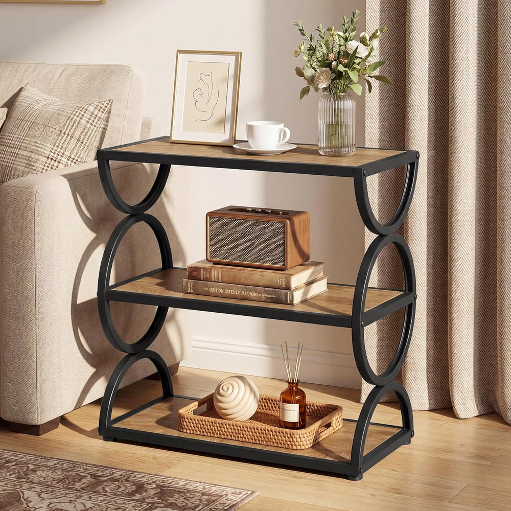 Tribesigns 3-Tier End Table, Narrow Side Table with Storage Shelves, Industri...