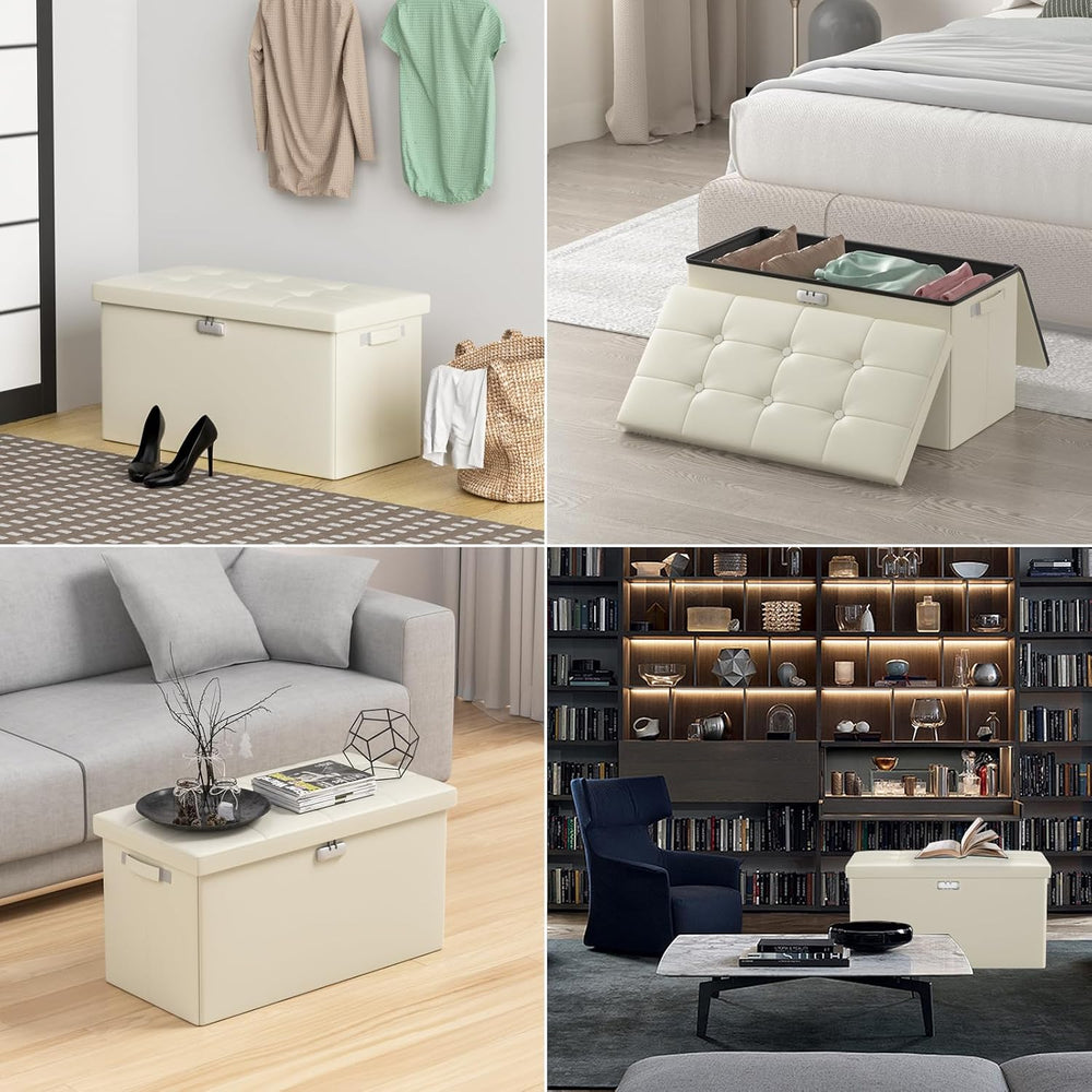 DocSafe Storage Ottoman Bench with Lock,Fireproof 30 Inches Folding Bench Foo...