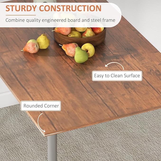 HOMCOM Modern Dining Table Set for 4, 5-Piece Kitchen Table Set, Rectangular Dining Table and 4 Chairs for Small Space, Dinette, Breakfast Nook, Brown