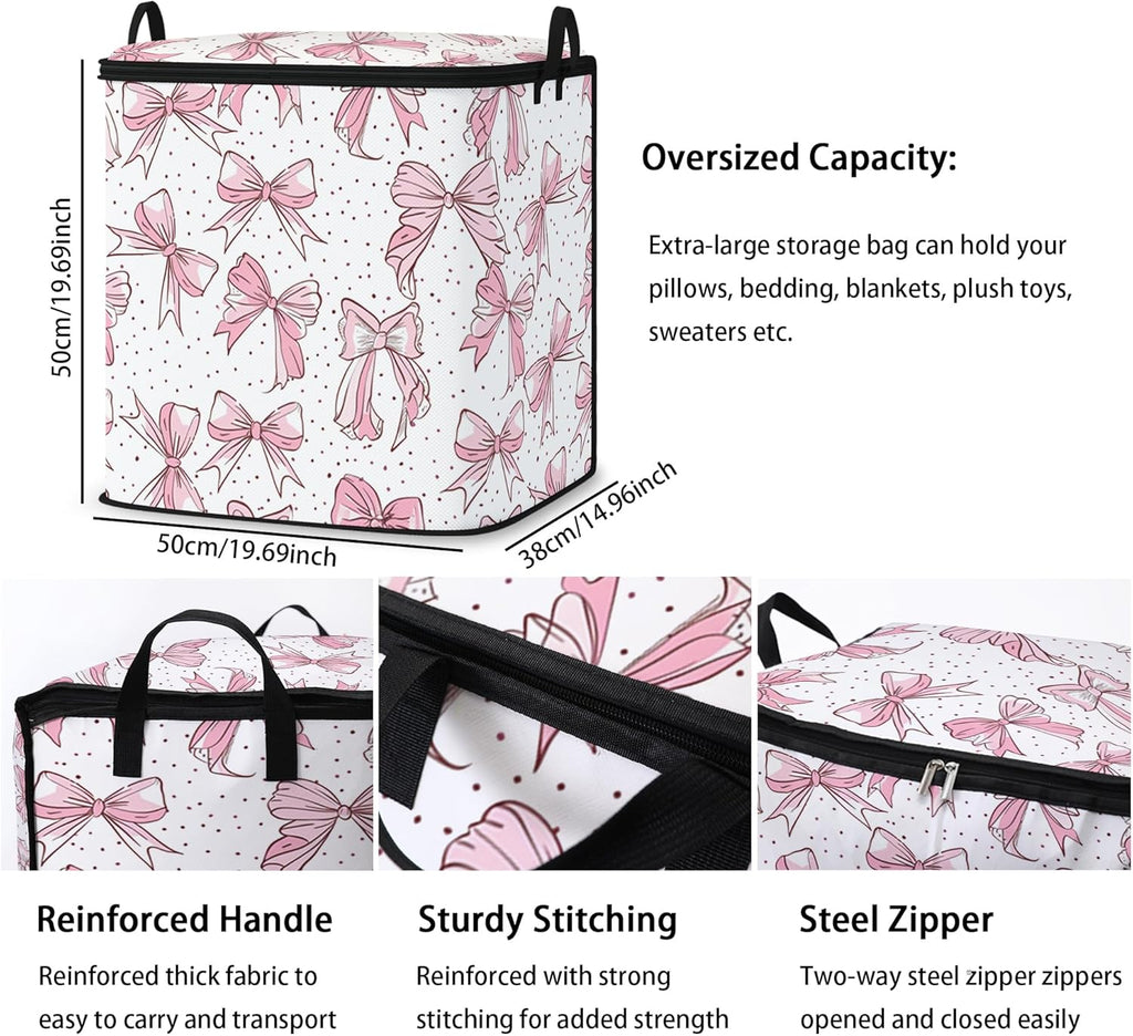 king comforter storage bag,clothes blanket bedding pillow quilt organizer for closet,fabric moving bags with portable handles and zipper 95L(2pack)