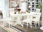 East West Furniture VAVA7-LWH-C 7 Piece Modern Dining Table Set Consist of an Oval Wooden Table with Butterfly Leaf and 6 Linen Fabric Upholstered Dining Chairs, 40x76 Inch, Linen White