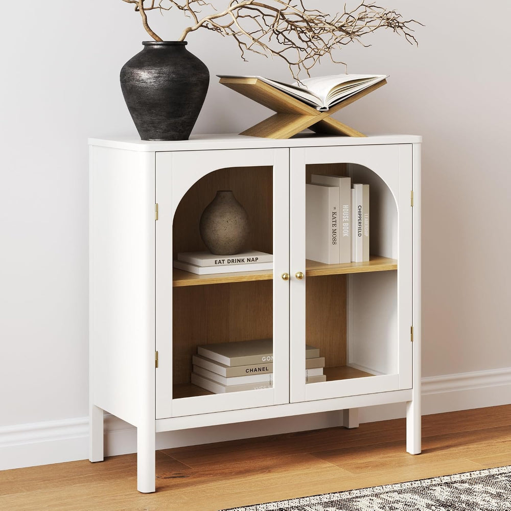 Nathan James Mason Storage Accent Cabinet Sideboard Buffet, Credenza with Gla...