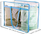 Clear Vinyl Zippered Storage Bags (3-Pack) 40L Sturdy Storage Bags for Sweaters, Blankets, Comforters, Bedding Sets and Much More! (Light Blue, 18x15x9)