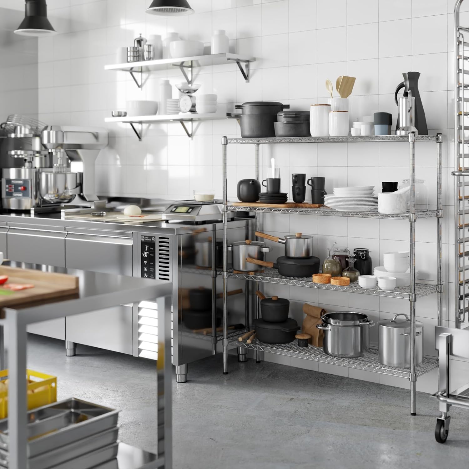 14" Deep x 48" Wide x 54" Height Wire Shelving Kit | 4-Tier | NSF Commercial Storage Rack Unit