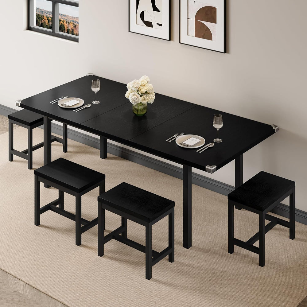 Einhomn 7-Piece Dining Table Set, 63" Extendable Kitchen Room Table with...