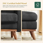 Vesgantti 38.5" Accent Chair with Movable Ottoman, Comfy Corduroy Armchair with Spring Cushion, Reading Chair with Ottoman, Modern Single Sofa for Living Room, Bedroom and Apartment, Black