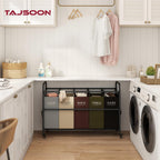Tajsoon 5 Bag Laundry Sorter Cart, Laundry Hamper Sorter Basket with Heavy Duty Lockable Rolling Wheels for Clothes Storage, 5 Colors