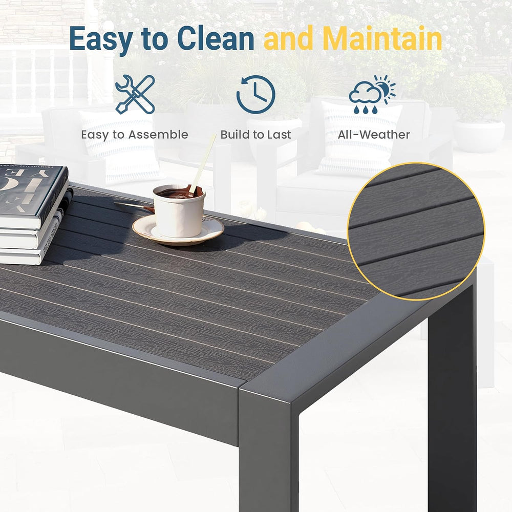 Wisteria Lane Aluminum Outdoor Patio Furniture Coffee Table, All-Weather Outd...