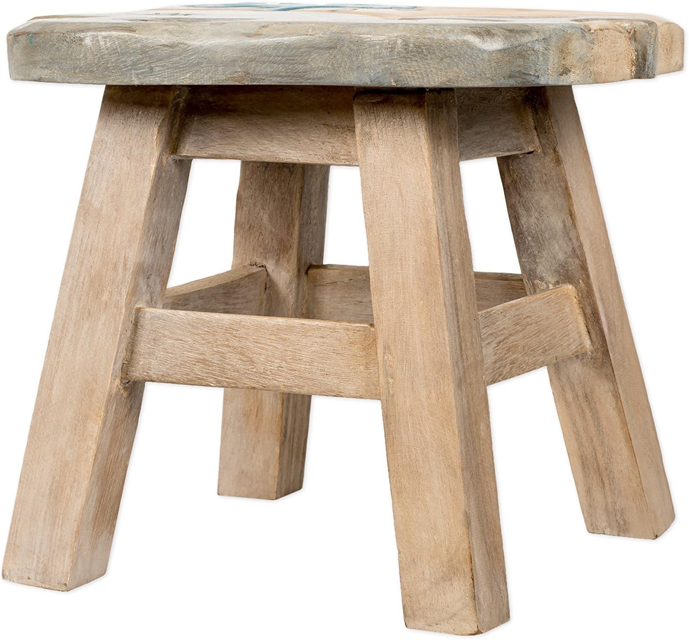 Whale Design Hand Carved Acacia Hardwood Decorative Short Stool