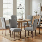 COLAMY Grey Upholstered Parsons Dining Chairs Set of 4,Comfortable Foam Seat, Classic Nailhead Trim, Solid Wood Legs, Stable & Easy to Assemble for Dining Room, Kitchen, Living Room & Café