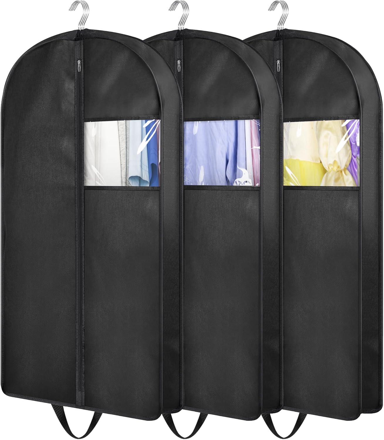 35" Garment Bags for Hanging Clothes Travel, 4" Gusseted Suit Bags for Closet Storage Mens Garment Protector Cover for Coats, Jackets, Shirts (3 Packs)