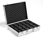 15 slots Watch organizer Case, Silver Aluminum watch storage box, hard watch travel box, padded case for watch display and organization
