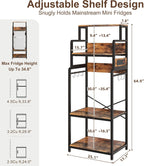 MAJALiS Mini Fridge Microwave Combo Stand Cabinet Shelf with Storage Space | Coffee Bar to go over Small Refrigerator with Power Outlet, Metal Bakers Rack Minifridge Organizer Station for Dorm, Office