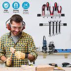 4 Pieces 12" Magnetic Tool Holder Strip, Stainless Steel Surface Tool Magnet Bar, Metal Tool Organizer Rack for Garage Organization, Easy To Install in Workshop, Mounting Screws Included
