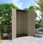 HOMSPARK Storage Shed Weather Resistance, Multi-Purpose Outdoor Storage Cabinet Waterproof, Outdoor Storage Cabinet for Garbage Cans, Lawnmower, Garden Accessories (Coffee, Tall shed-53 cu ft)
