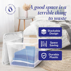 HOMZ 2-Pack Snaplock, Large Clear Plastic Storage Organizer Bins w/Lids, 56 Quart, White - Stackable Container Boxes for Bedroom, Bathroom, Garage, and Office Organization