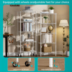 SINGAYE 5 Shelves Storage Shelf Wire Closet Bathroom Organizers Metal Pantry Kitchen Small Garage Shelving Unit Laundry Room Organization Home Narrow Rack Net Basket with Wheels White