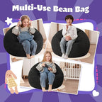 HABUTWAY 2 FT Bean Bag Chair,Giant Bean Bag Chairs,Big Bean Bags with Memory Foam Filled, Large Beanbag Chairs with Soft Corduroy Cover-Black