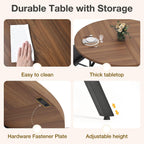 Pamapic 47'' Round Dining Table for 4-6 People | Solid Metal Frame, Circle Dinner Pedestal, Convenient Storage Shelf, Durable MDF Board, Natural Wood Table Surface