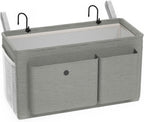 Bedside Caddy Bedside Organizer with Fixed Straps & Water Bottle Holder, Bunk Bed Caddy ideal for Home, Dorm, Hospital, Crib, Versatile Bedside Storage Solution (Grey)