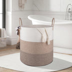 OIAHOMY 100L Laundry Hamper, Dirty Clothes Hamper for Bedroom, Collapsible Laundry Basket, Large Blanket Basket,Nursery Hamper with Handle, Blanket Storage for Living Room-18.5x21inches-Gradient Brown