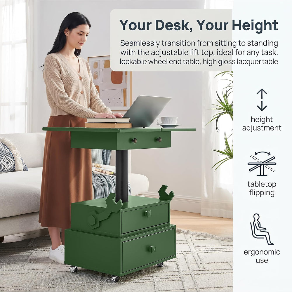 Polibi Multi-Functional Lift Top Side Table with USB Ports and AC Outlets, He...