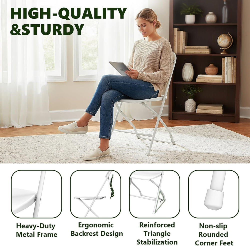 Folding Chairs 10 Pack, Outdoor Folding Chairs for Outside Indoor, Portable 3...