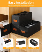 4 PCS Belt Organizer for Closet, 6 Grids Belt Holder, Washable Belt Box, Foldable Tie Organizer for Men, Belt Storage for Drawer (Black, 13.38inch)