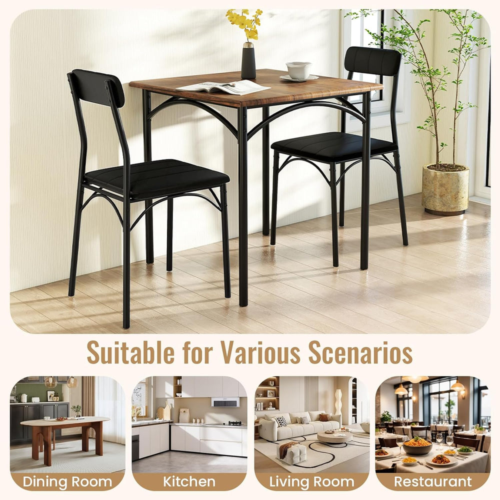 Giantex 3-Piece Dining Table Set, Square Kitchen Table with 2 Upholstered Arm...