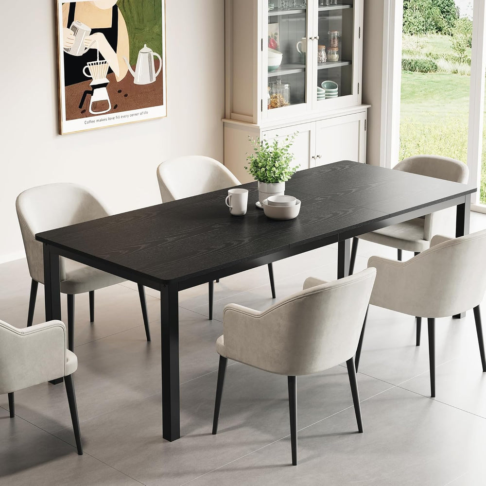 GarveeHome 70.8 in Industrial Dining Table for 6, Wooden Long Dinner Table wi...