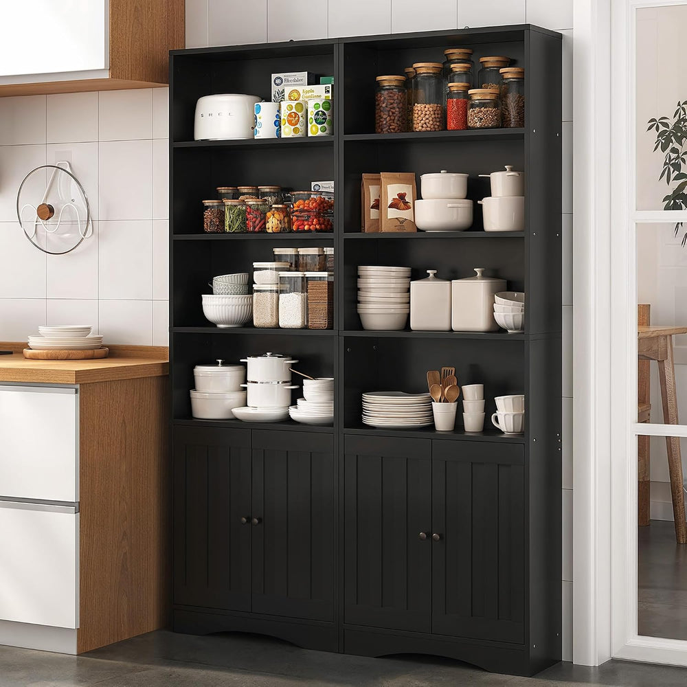 Gizoon 71’’H 6-Shelf Bookcase with Doors, Black Bookcase and Bookshelves