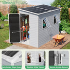 4x8 FT Plastic Storage Sheds Outdoor with Floor and Openable Window, Lean to Resin Shed Easy to Install, Compact Sheds & Outdoor Storage/Tool Shed for Garden & Backyard, Gray