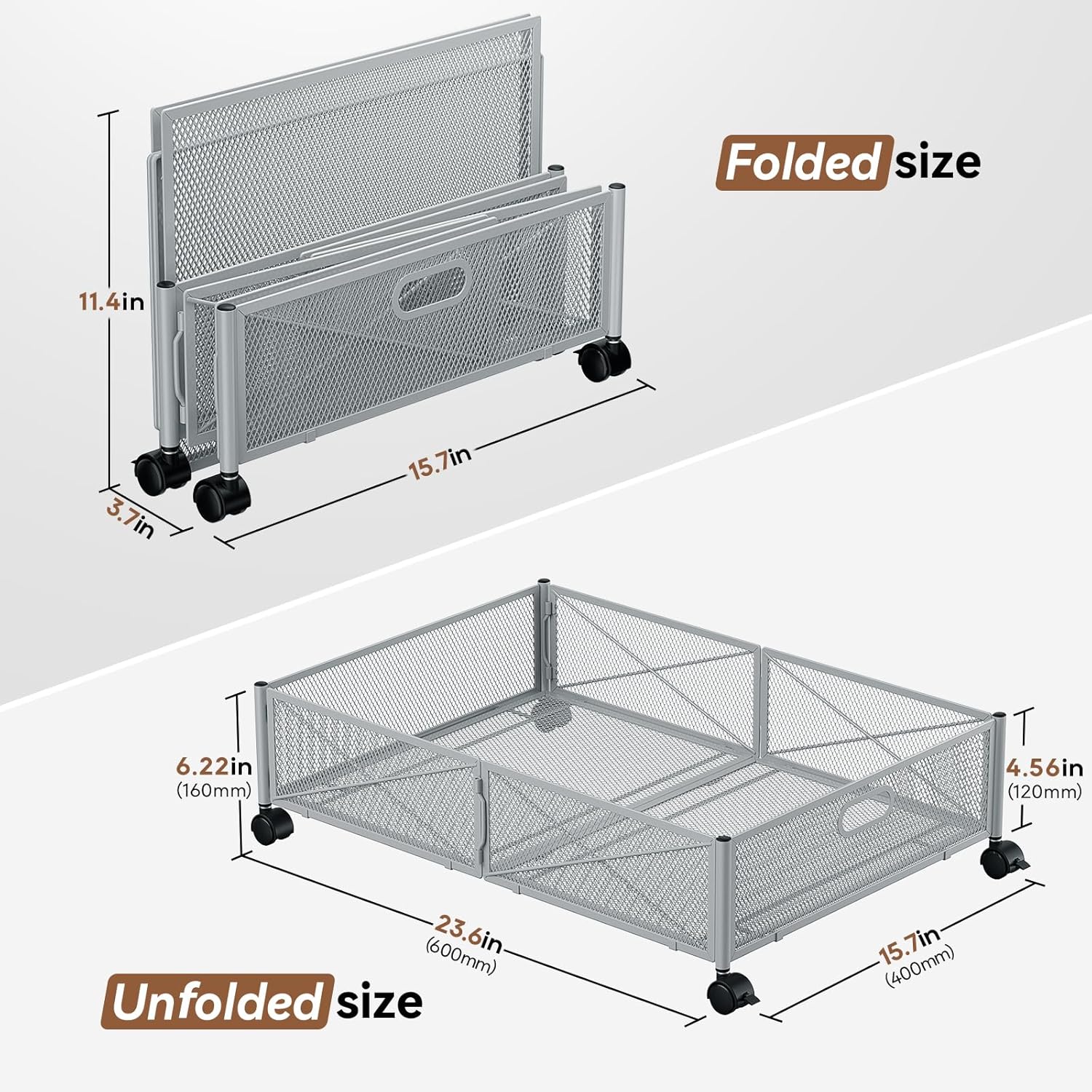 PHINOX Under Bed Storage, Under the Bed Storage Containers with Wheels, Under Bed Shoe Storage Organizer Drawer for Bedroom Clothes Shoes Blankets -2Pack
