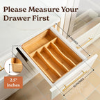 SMIRLY Silverware Drawer Organizer – Bamboo Kitchen Drawer Organizer, Adjustable Utensil Holder and Cutlery Tray, Drawer Dividers for Flatware and Kitchen Utensils