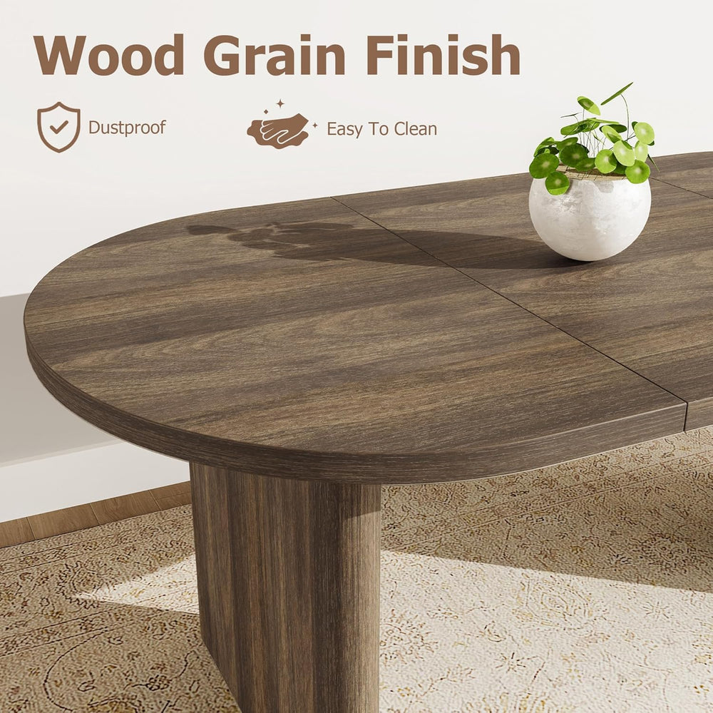 IDEALHOUSE 70.8" Oval Dining Table for 4-8, Wood Kitchen Table with Doub...