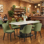 Wooden Dining Chairs Set of 4,Upholstered Kitchen Dining Room Chairs with Curved Backrest and Wood Leg,Modern Fabric Farmhouse Dinner Chair for Restaurant/Cafe,Green