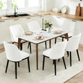 Wooden Dining Chairs Set of 6, Upholstered Kitchen Dining Room Chairs with Padded Seat and Wood Legs, Modern Fabric Side Dinner Chair for Kitchen, Dining Room, Restaurant, Cafe