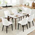 Wooden Dining Chairs Set of 6, Upholstered Kitchen Dining Room Chairs with Padded Seat and Wood Legs, Modern Fabric Side Dinner Chair for Kitchen, Dining Room, Restaurant, Cafe