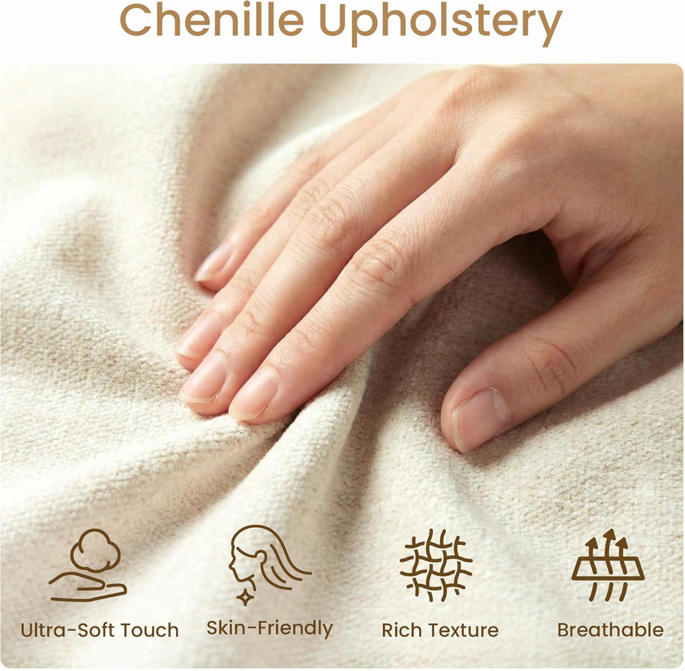 SHA CERLIN Queen Chenille Upholstered Platform Bed Frame, Beige